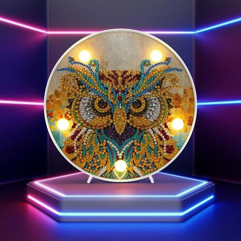 Image of Fierce Owl - DIY Diamond Painting LED Lamp